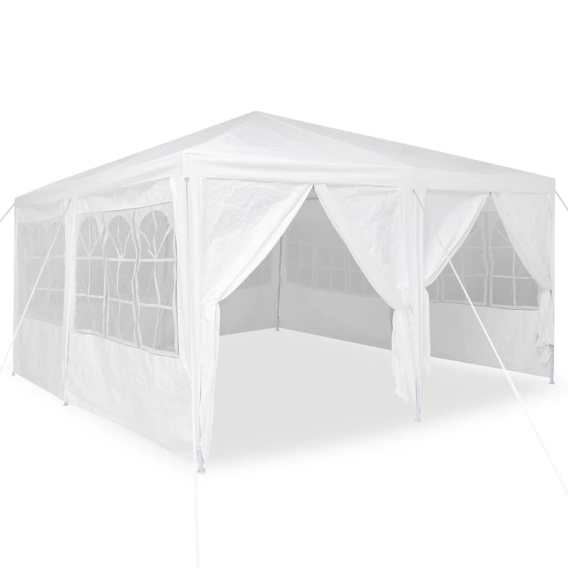 Tente de fête avec 8 cloisons blanches, 4x4 m en PE 