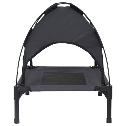 Lit pour chien surélevé avec toit amovible Noir S Acier 