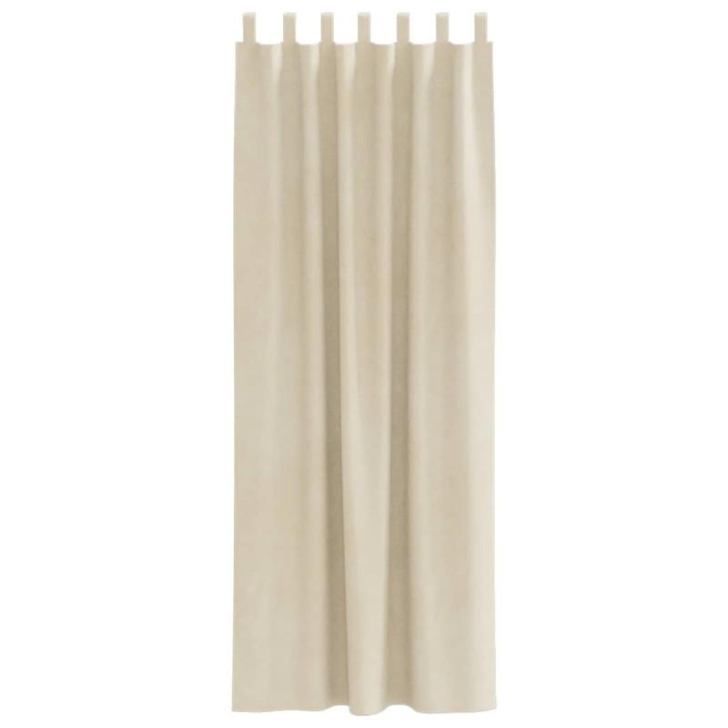 Rideaux occultants avec boucles de suspension 2 pièces en velours crème 