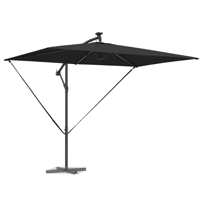 Parasol banane à mât déporté Noir 294 x 200 x 254 cm 