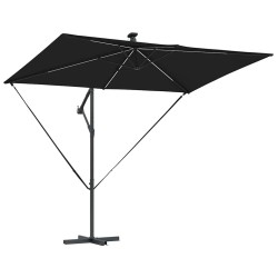 Parasol banane à mât déporté Noir 294 x 200 x 254 cm 
