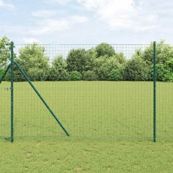 Clôture Euro avec 7 poteaux, 1,5 x 10 m, en acier galvanisé vert 