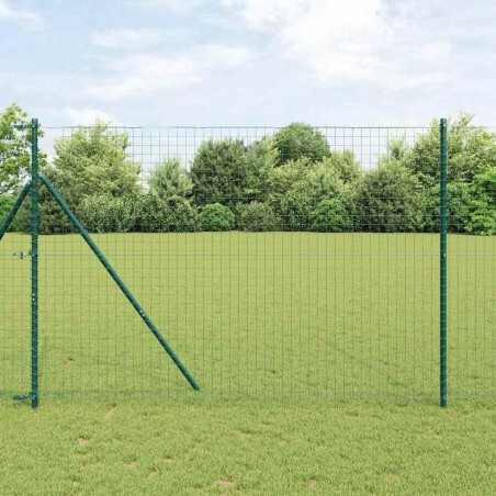 Clôture Euro avec 7 poteaux, 1,5 x 10 m, en acier galvanisé vert 