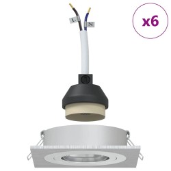 Projecteurs Encastrés 6 pcs Carrés GU10 Argent 91x91 mm 