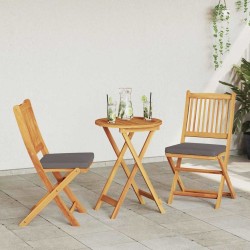 Ensemble bistro de jardin 3 pièces - Bois d'acacia massif 