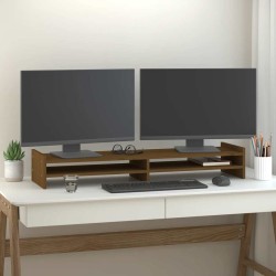 Support de moniteur Marron miel 100x27x15 cm Bois de pin solide 