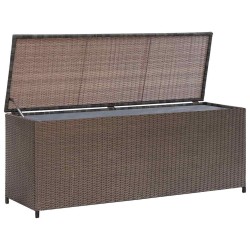 Boîte de rangement de jardin marron 120x50x60 cm résine tressée 
