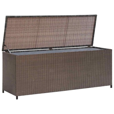 Boîte de rangement de jardin marron 120x50x60 cm résine tressée 