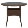 Table de jardin Ø80x75 cm Verre trempé/résine tressée Marron 