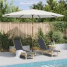 Parasol d'extérieur avec mât en bois 350 cm Blanc sable 