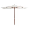 Parasol d'extérieur avec mât en bois 350 cm Blanc sable 
