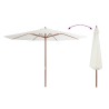 Parasol d'extérieur avec mât en bois 350 cm Blanc sable 