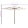 Parasol d'extérieur avec mât en bois 350 cm Blanc sable 