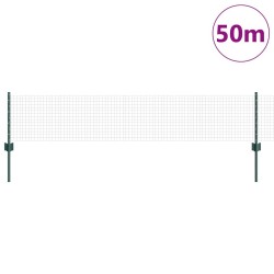 Clôture de fil soudé avec 22 poteaux U verte 0,4x50 m en acier 