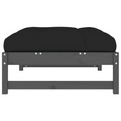 Repose-pied de jardin 120x80 cm gris bois de pin massif 