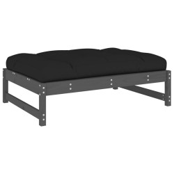 Repose-pied de jardin 120x80 cm gris bois de pin massif 