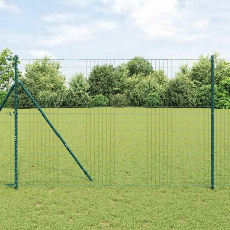 Clôture Euro avec 7 poteaux 1,6 x 10 m en acier galvanisé vert 