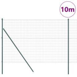 Clôture Euro avec 7 poteaux 1,6 x 10 m en acier galvanisé vert 