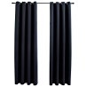Rideaux occultants avec anneaux 2 pièces Noir 137 x 213 cm Tissu 
