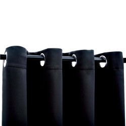 Rideaux occultants avec anneaux 2 pièces Noir 137 x 213 cm Tissu 