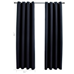 Rideaux occultants avec anneaux 2 pièces Noir 137 x 213 cm Tissu 