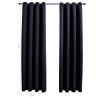 Rideaux occultants avec anneaux 2 pièces Noir 137 x 213 cm Tissu 