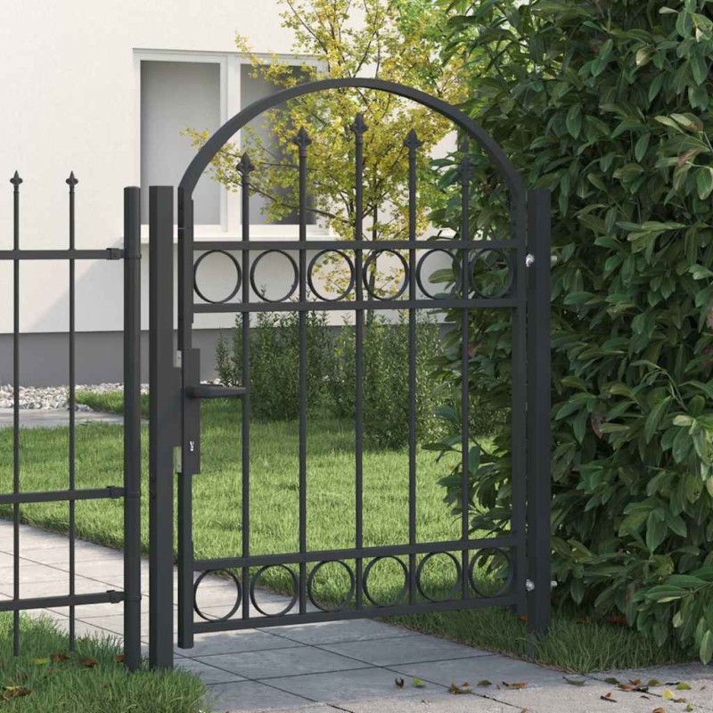 Porte de Clôture Gris 100 x 125 cm Acier peint par poudre 