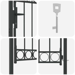 Porte de Clôture Gris 100 x 125 cm Acier peint par poudre 