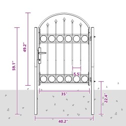 Porte de Clôture Gris 100 x 125 cm Acier peint par poudre 