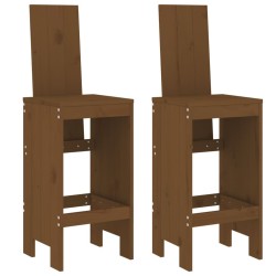 Tabourets lot de 2 marron miel 40x42x120 cm bois massif de pin 