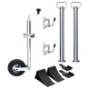 Roue jockey 48 mm avec 2 tubes de support et 3 pinces divisées 