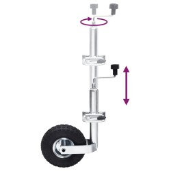 Roue jockey 48 mm avec 2 tubes de support et 3 pinces divisées 