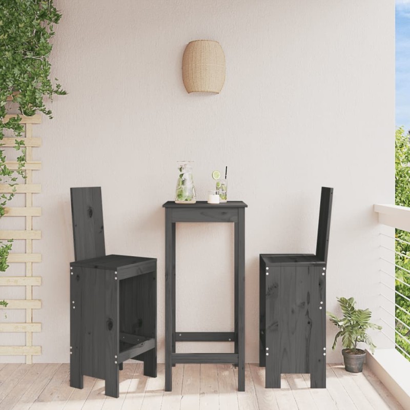 Tabourets de bar lot de 2 gris 40x42x120 cm bois massif de pin 
