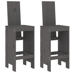 Tabourets de bar lot de 2 gris 40x42x120 cm bois massif de pin 