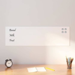 Tableau noir magnétique mural Blanc 100x30 cm Verre trempé 