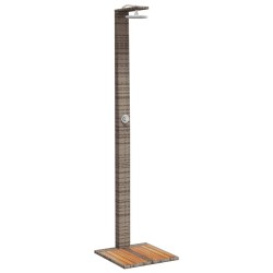 Douche d'extérieur gris 50x55x224 cm résine tressée bois acacia 