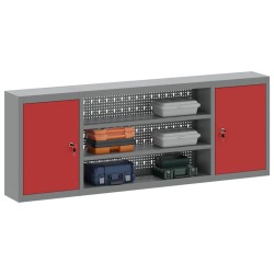 Armoire à outils murale avec panneau perforé Rouge 150x20x55 cm Acier 