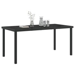 Table de Jardin Noire 160x80x73 cm Verre Trempé 