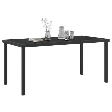Table de Jardin Noire 160x80x73 cm Verre Trempé 
