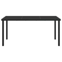 Table de Jardin Noire 160x80x73 cm Verre Trempé 