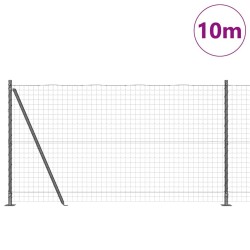 Clôture Euro avec 7 poteaux à douille 1,2x10 m en acier galvanisé 
