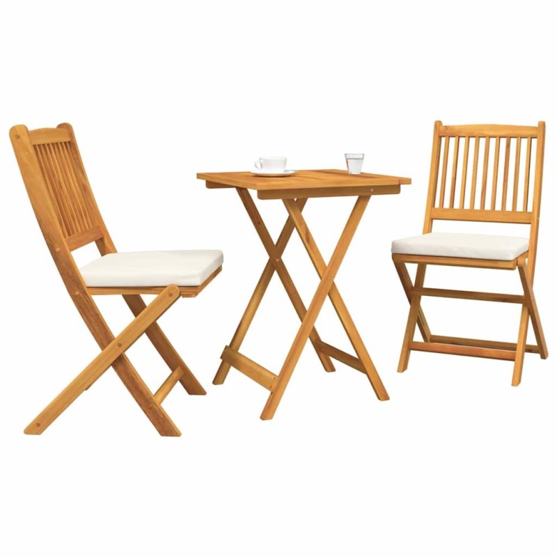 Set de bistro de jardin en 3 pièces en bois d'acacia 