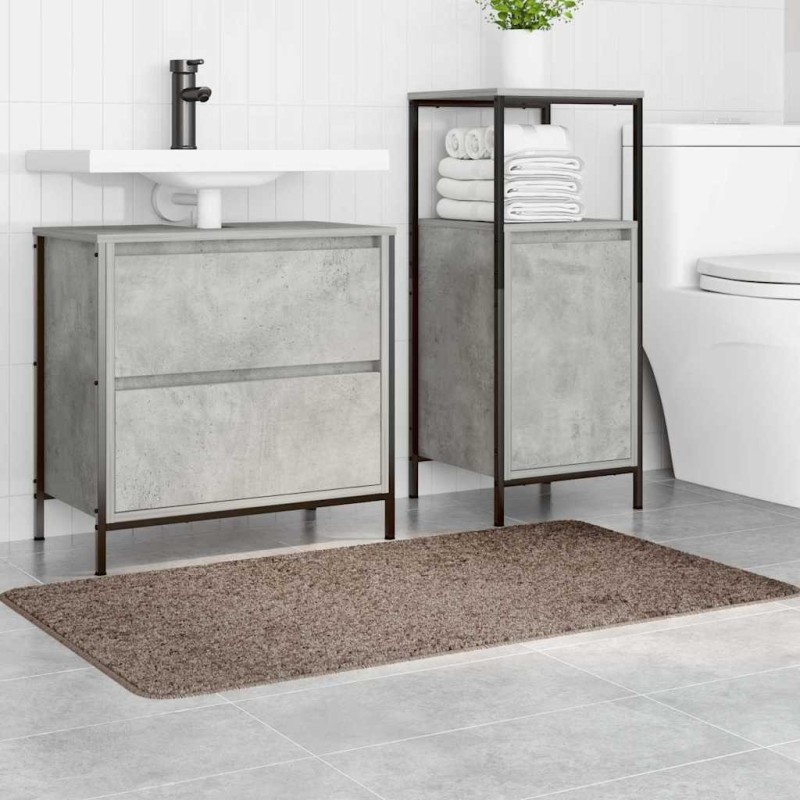 Tapis de bain rectangulaire marron 70x120 cm en polypropylène antidérapant 