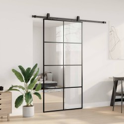 Porte coulissante kit de quincaillerie noir 102,5x205 cm 