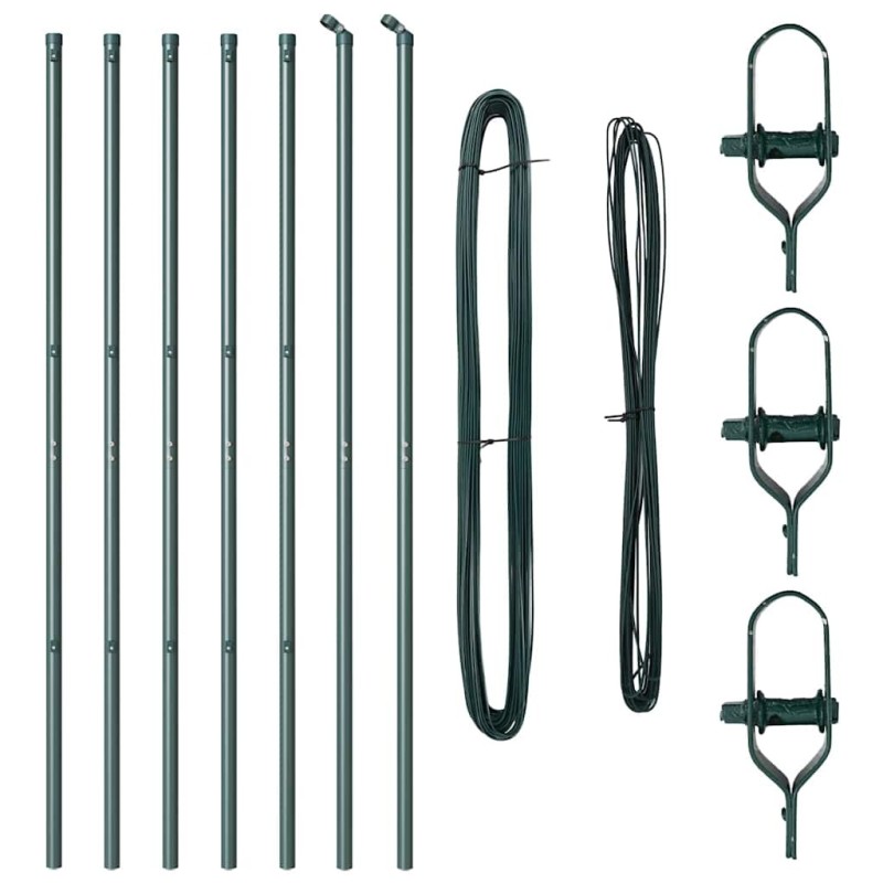 Ensemble de poteaux de clôture 7 pcs Vert Ø32mm 160 cm Acier 