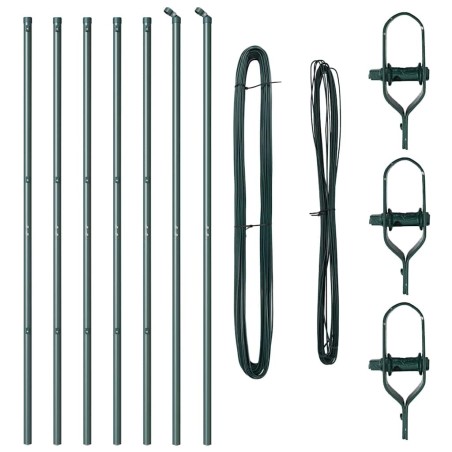 Ensemble de poteaux de clôture 7 pcs Vert Ø32mm 160 cm Acier 