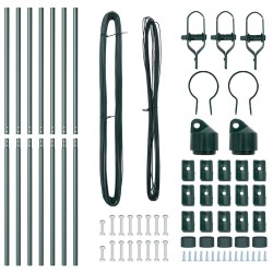 Ensemble de poteaux de clôture 7 pcs Vert Ø32mm 160 cm Acier 