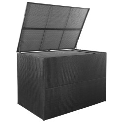 Boîte de rangement de jardin noir 150x100x100 cm résine tressée 