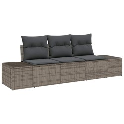 Ensemble de canapés de jardin 3 pièces avec coussins gris en rotin synthétique 