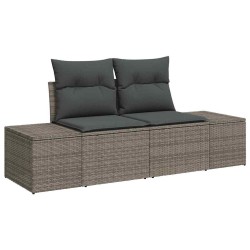 Ensemble de canapés de jardin 3 pièces avec coussins gris en rotin synthétique 